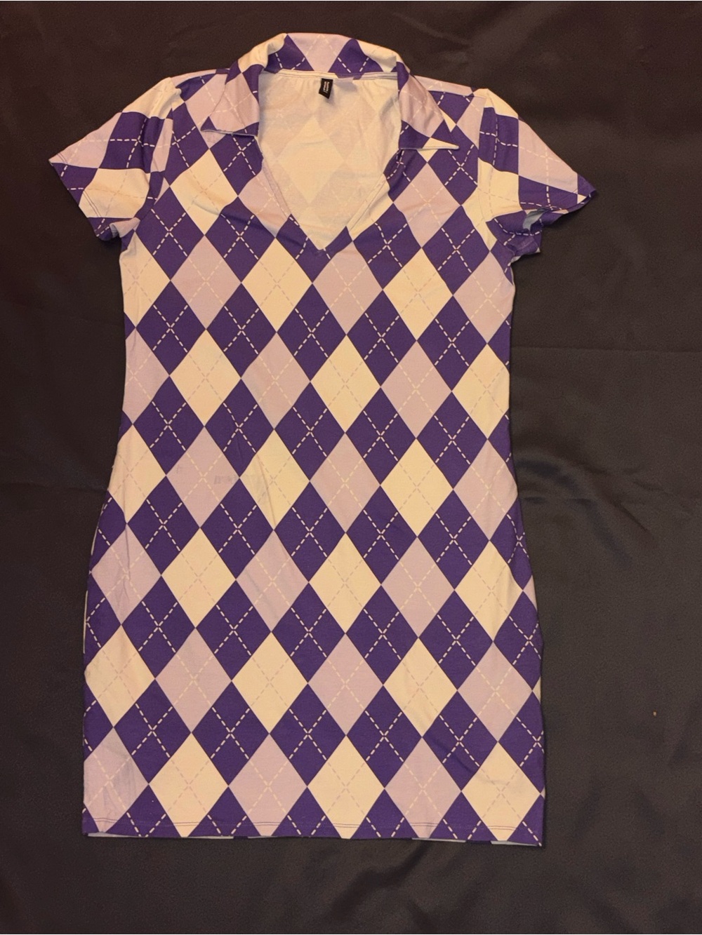 H&M Purple and Cream Argyle Mini Dress
